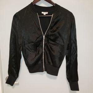 Silk looking zip up jacket.